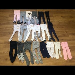 Lot of Baby Girl Footed Leggings